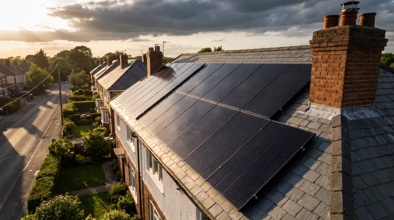 Solar panels installed on a British house roof